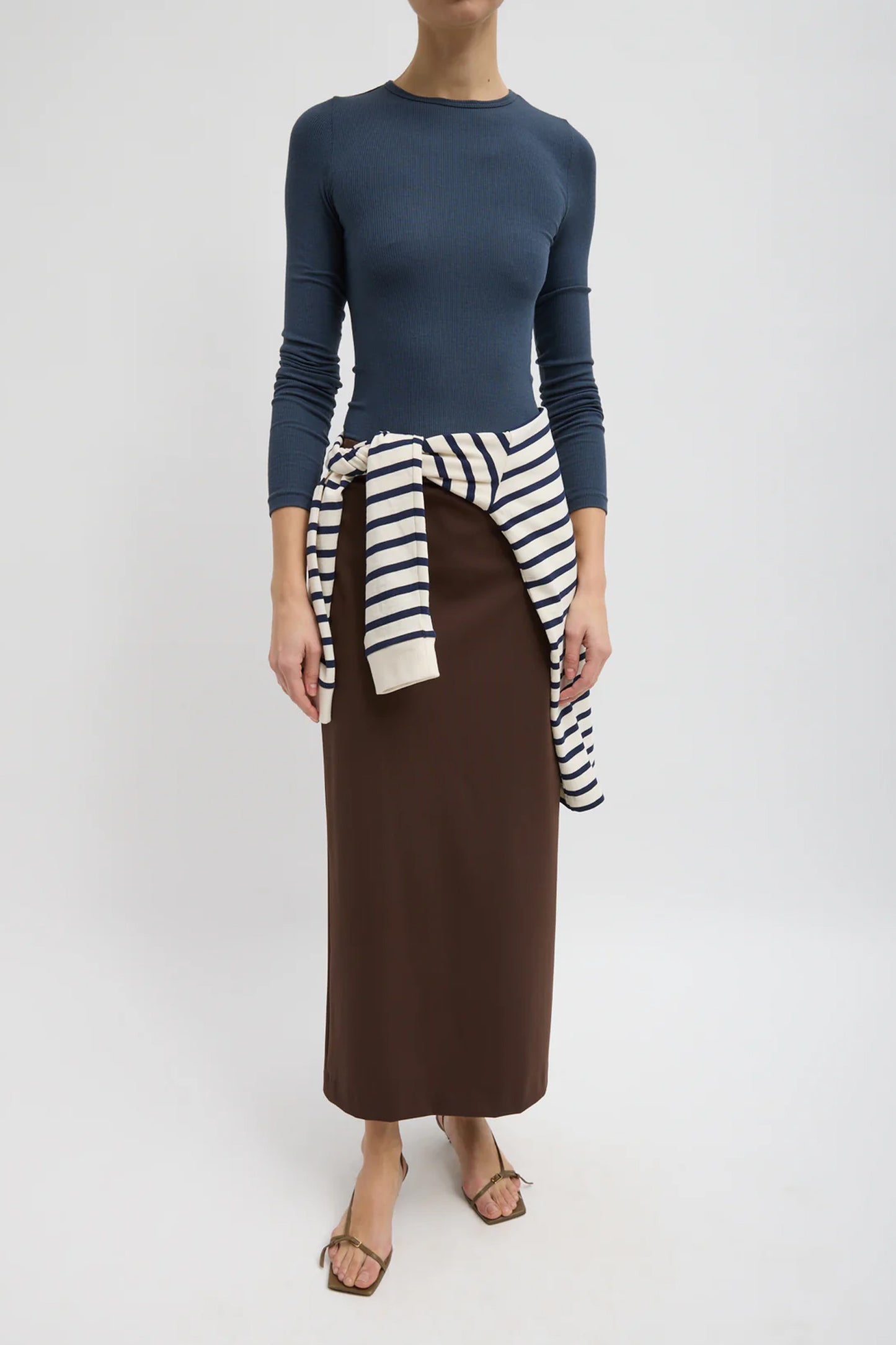 Circular Ribbed Crewneck Pullover Top