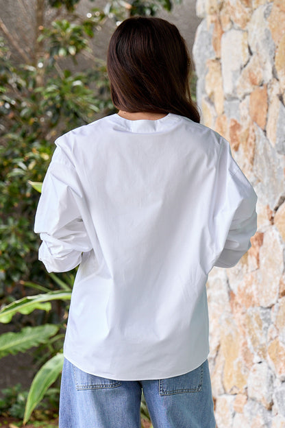 Eco Poplin Scoopneck Top