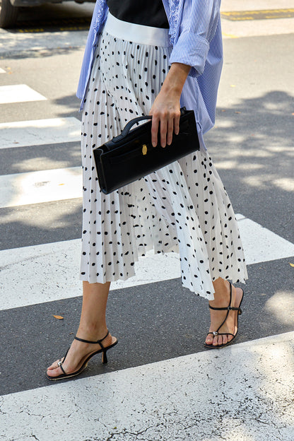 Scribble Dot Print Pull On Pleated Skirt