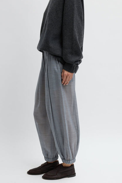 Sheer Wool Gauze Pleated Balloon Pant