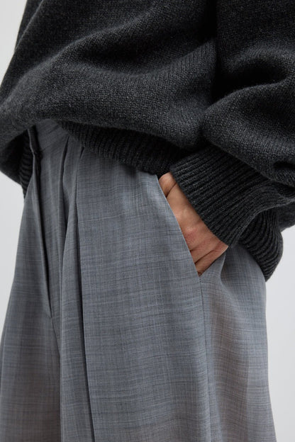 Sheer Wool Gauze Pleated Balloon Pant