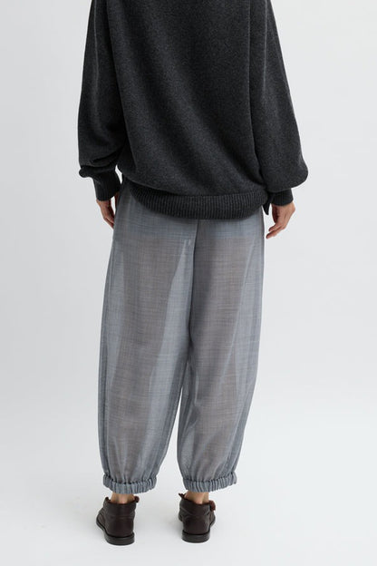 Sheer Wool Gauze Pleated Balloon Pant