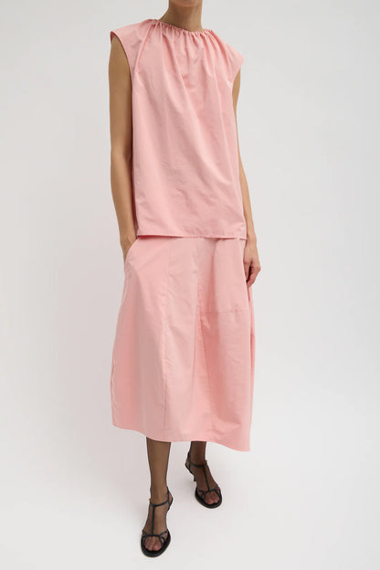 Nylon Shirred Neck Top