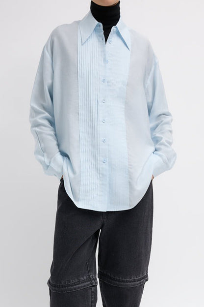 Silk Voile Easy Pintucked Shirt