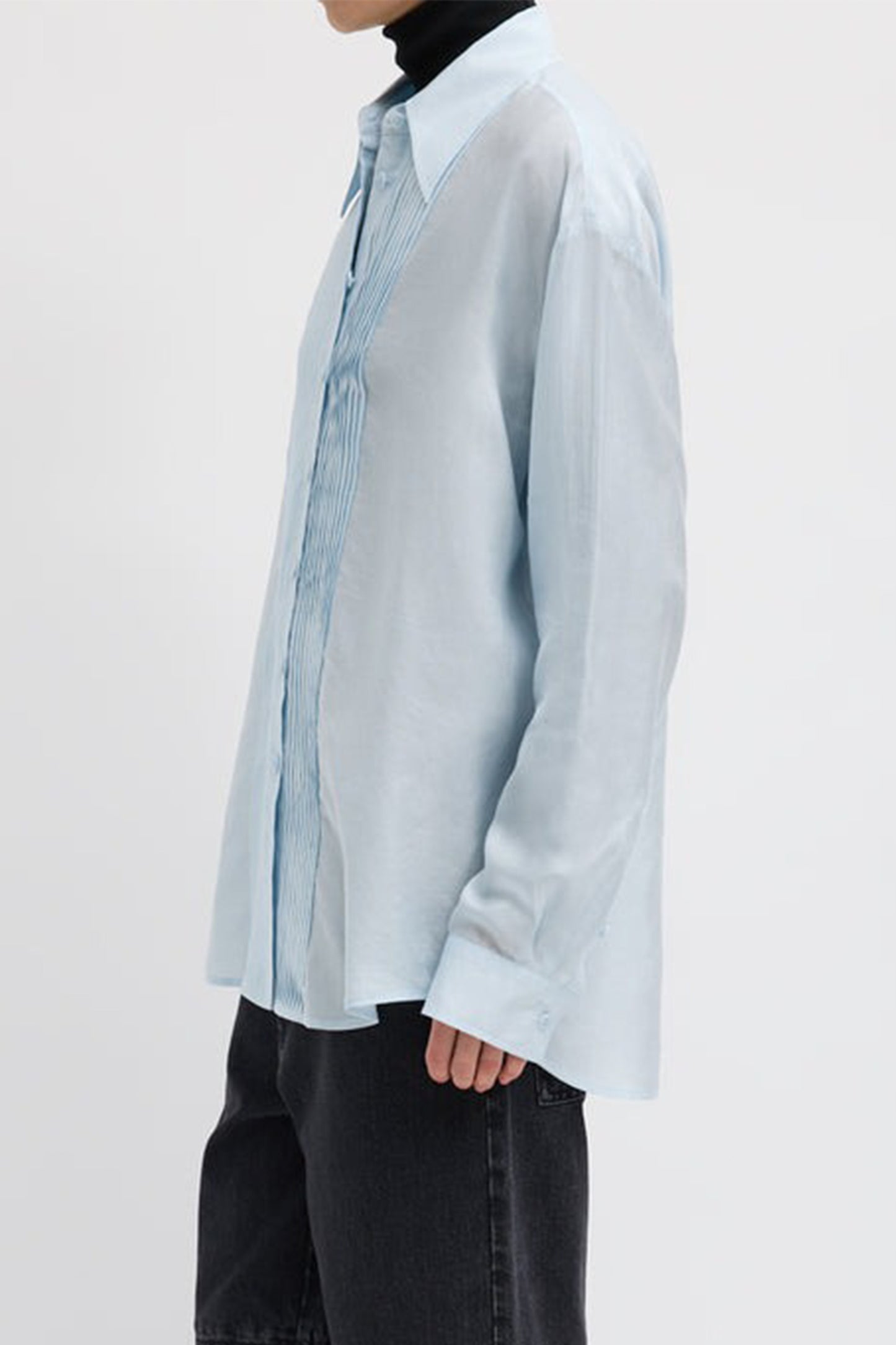 Silk Voile Easy Pintucked Shirt