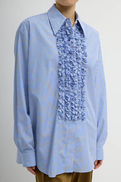 Striped Shirting Easy Tuxedo Shirt