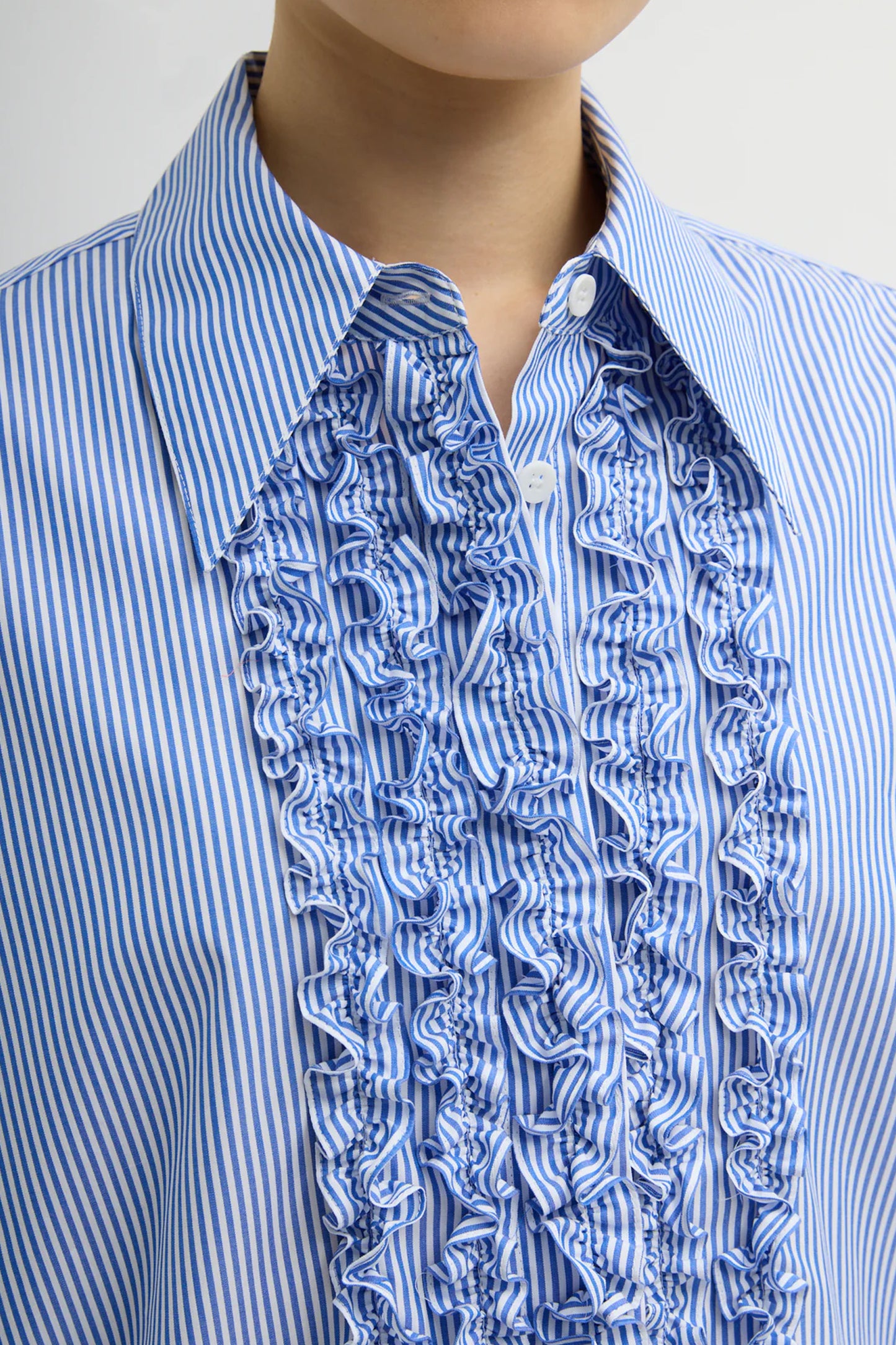 Striped Shirting Easy Tuxedo Shirt