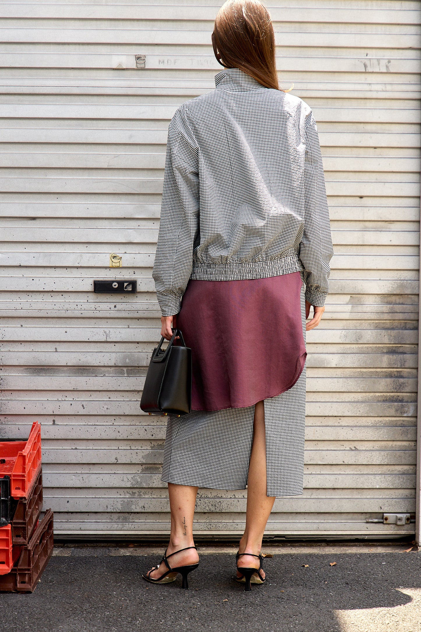 Tech Gingham Slip Skirt