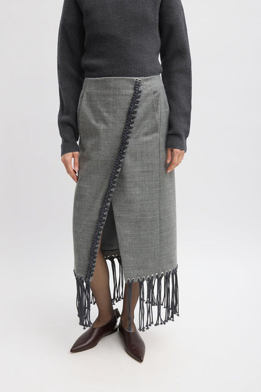Techy Bonded Wool Crochet Trim Skirt