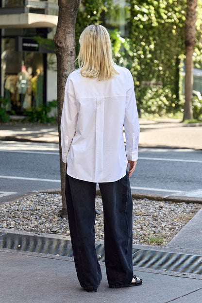 Eco Poplin Tuxedo Shirt With Bib Flap