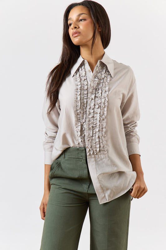 Silk Voile Easy Tuxedo Shirt