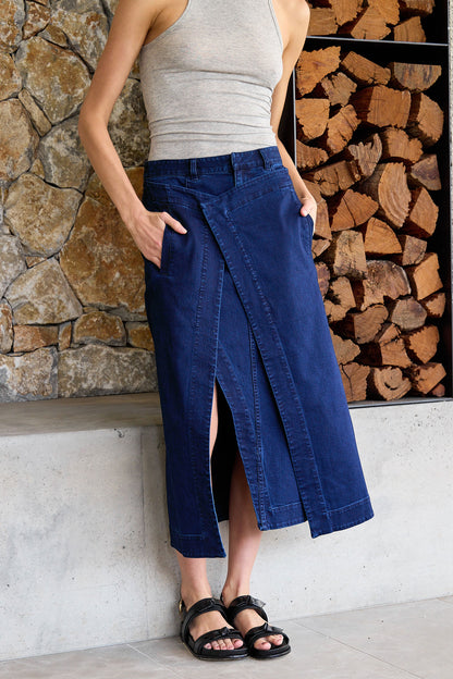 Classic Denim Wrap Skirt