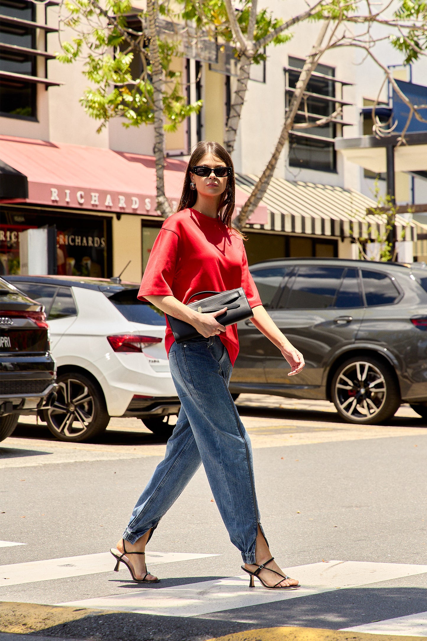 Zippered Denim Jogger