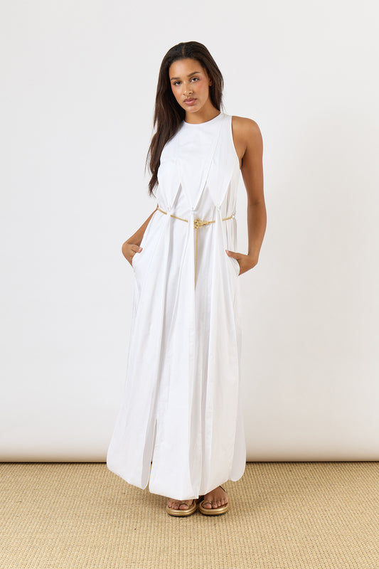 Eco Poplin Halter Paneled Dress