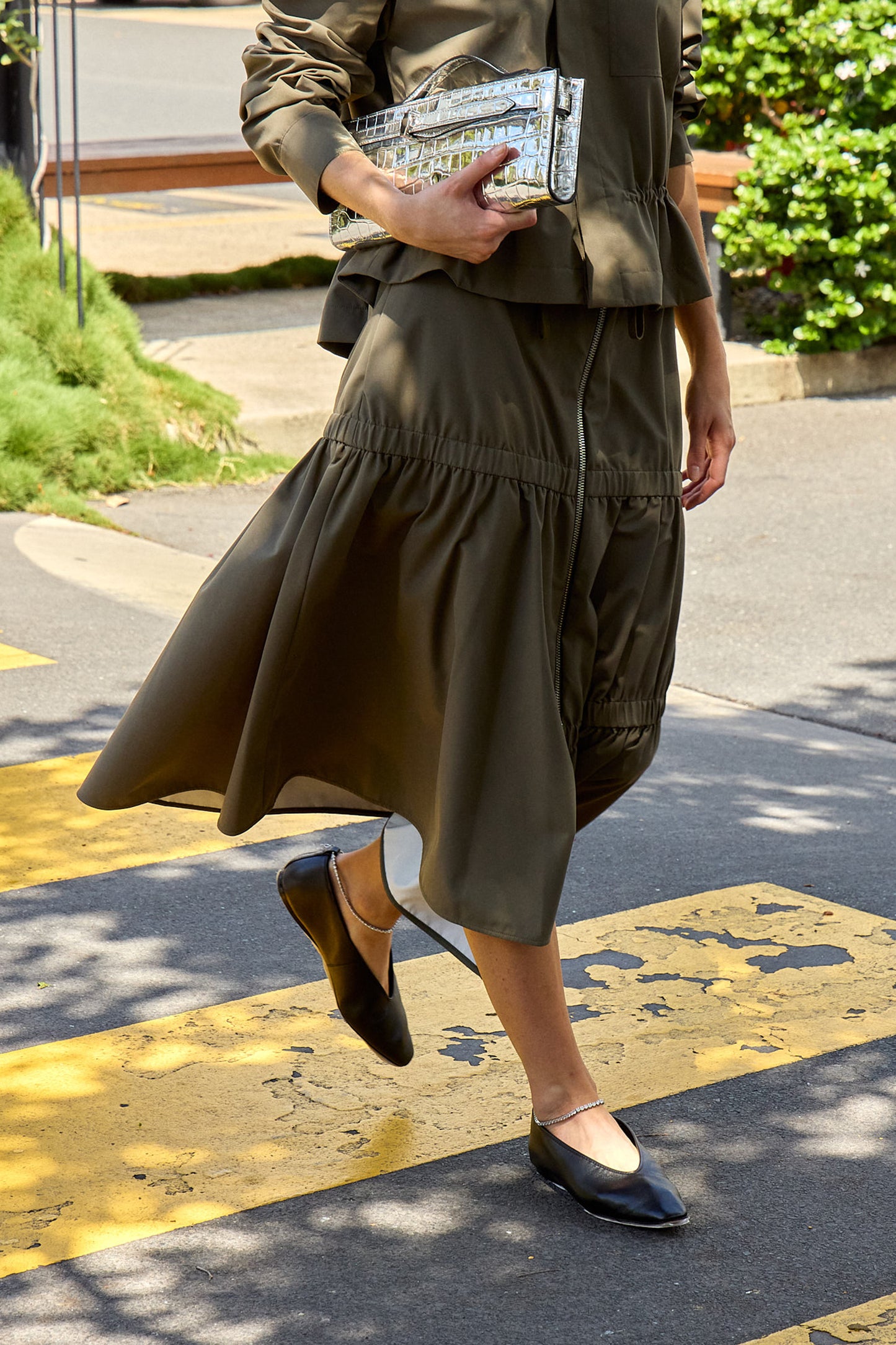 Tech Suiting Asymmetrical Skirt