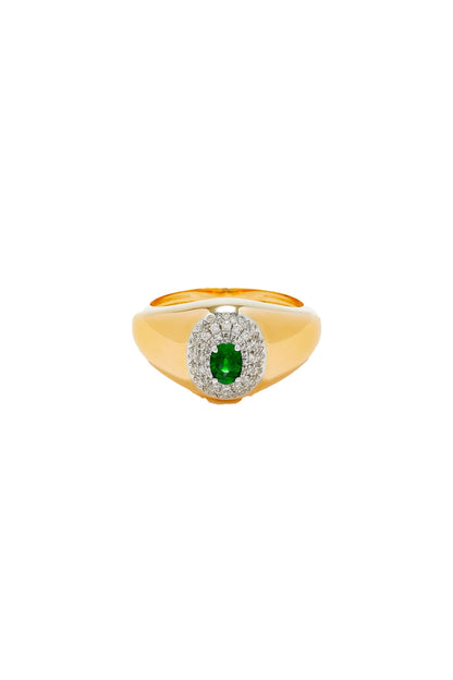 Mini Diamond Pompadour Signet Ring