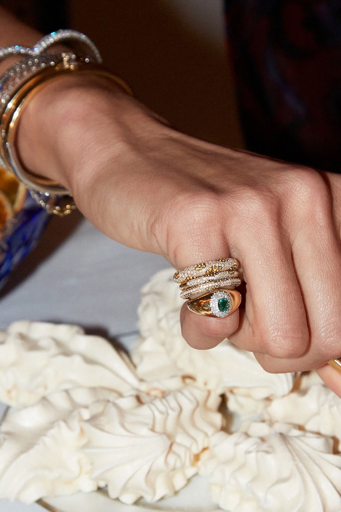 Mini Diamond Pompadour Signet Ring