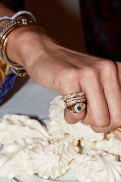 Mini Diamond Pompadour Signet Ring