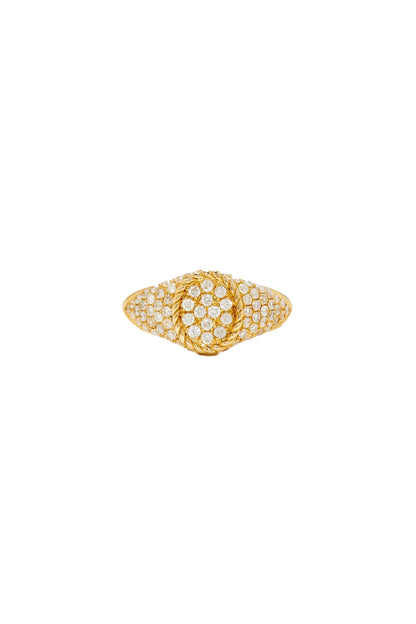 Mini Oval Diamond Signet Ring
