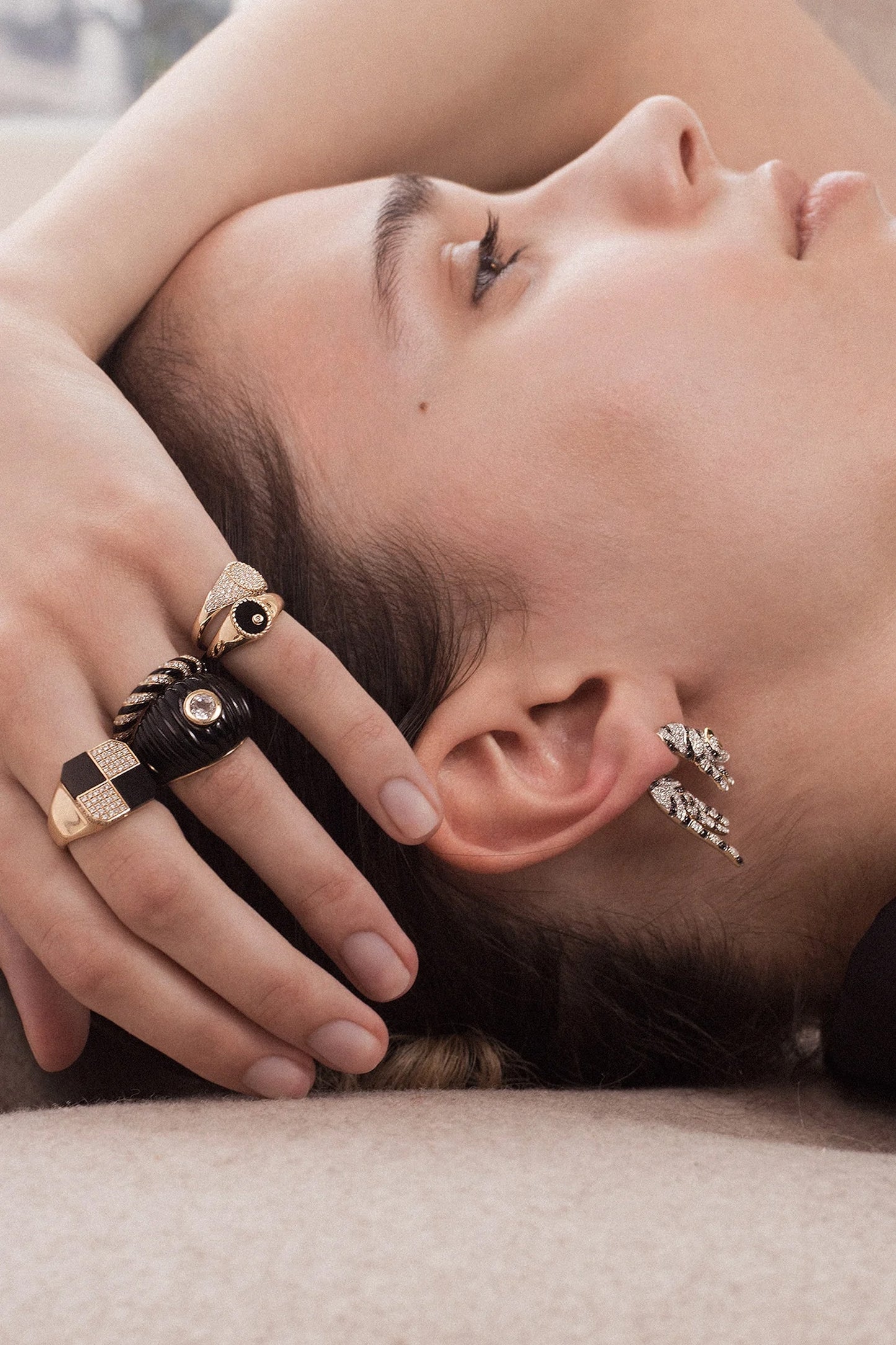 Mini Oval Diamond Signet Ring