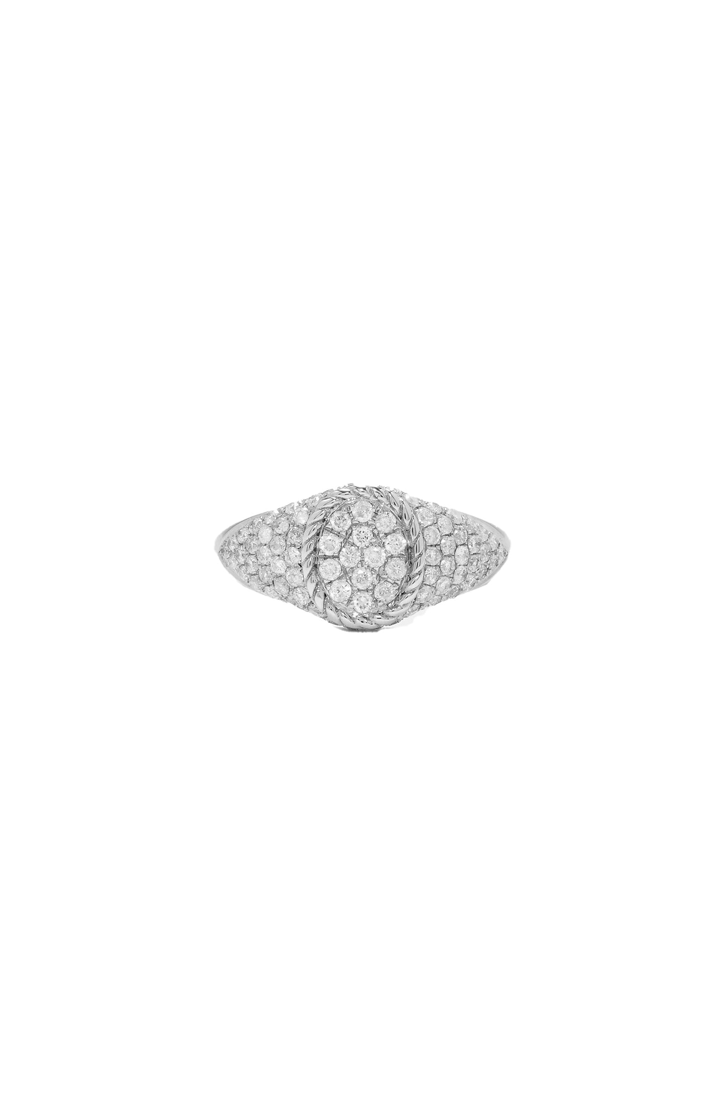 Mini Oval Diamond Signet Ring