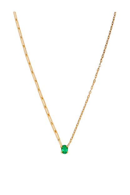 Small Emerald Solitaire Necklace