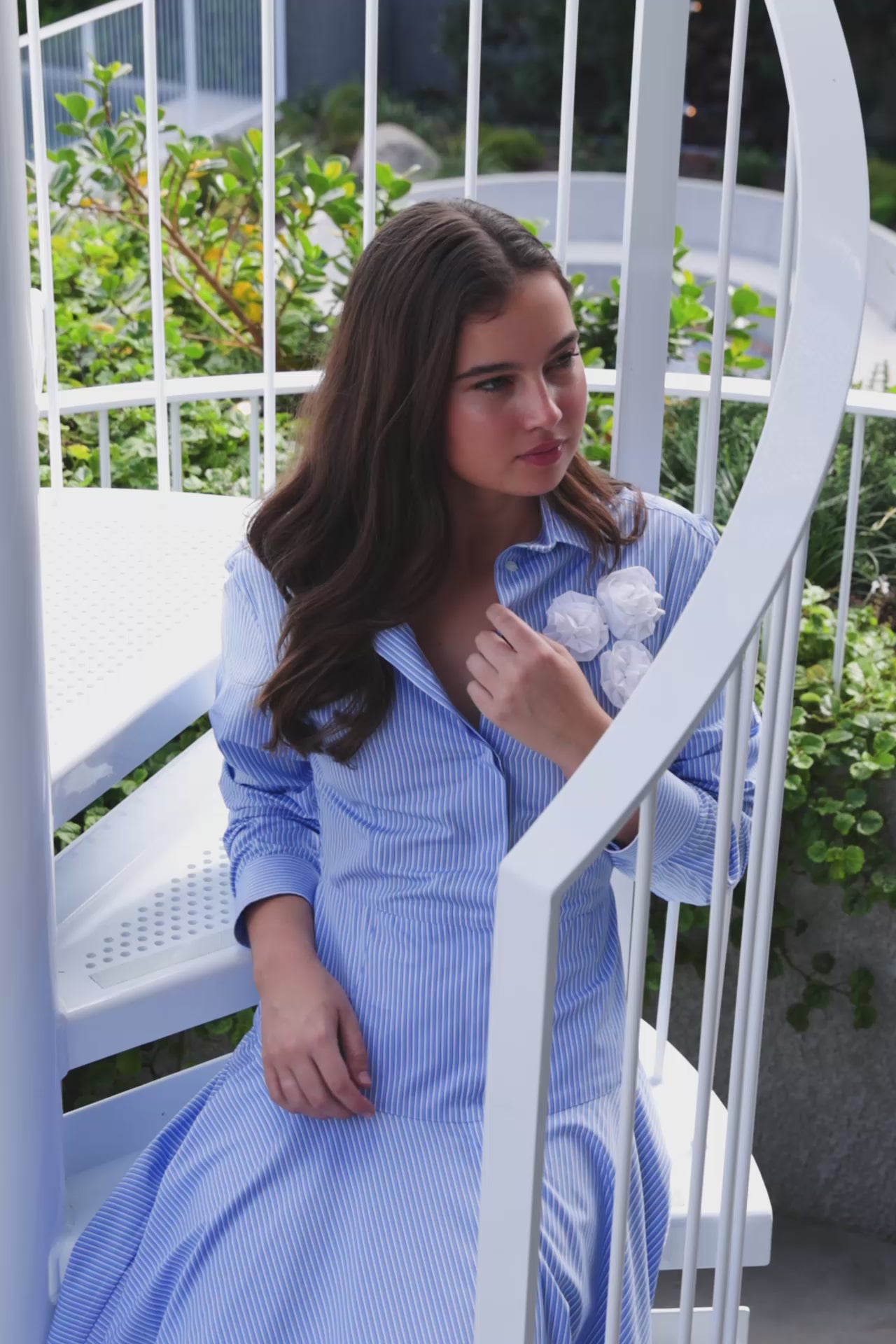 ● I AM MARI ● Robenin String Collar Stripe Shirt Dress SIBONEY Striped Shirt Dress for Casual Long Midi Dress for