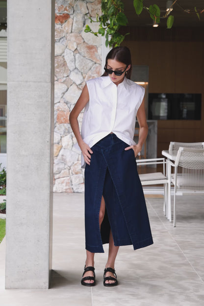 Classic Denim Wrap Skirt