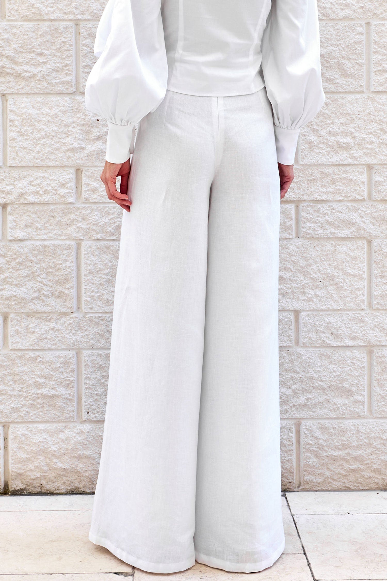 White Wide Leg Woven Pants