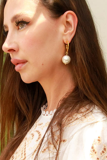 Small Hoop Pearl Earring