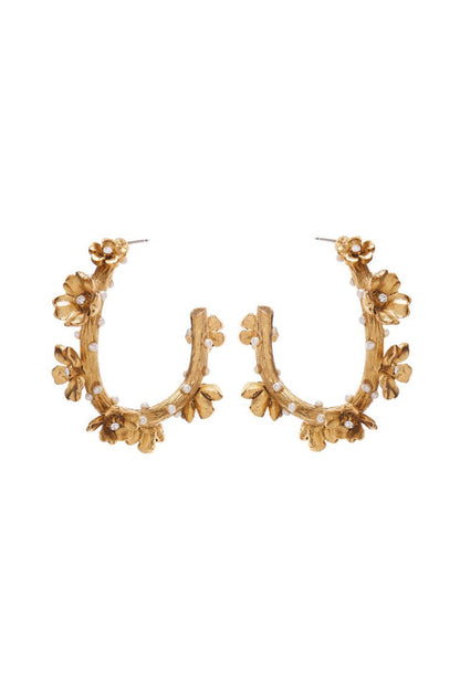 Flower Crystal Hoop Earring