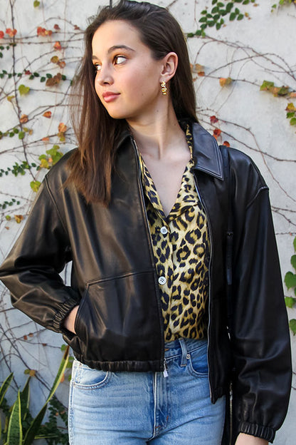 Cropped Leather Bomber - FINAL SALE