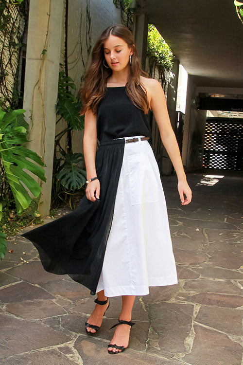 Black and clearance white layered skirt